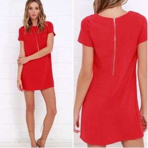 NWT Lulus Shift and Shout Red Shift Dress